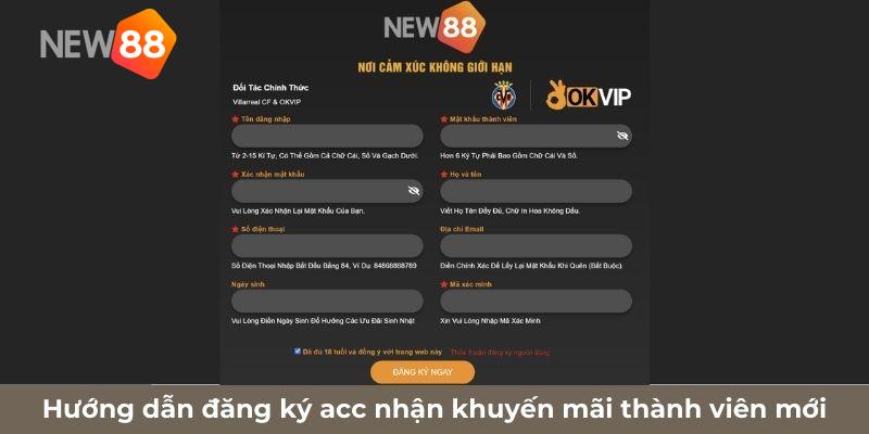 Hướng dẫn đăng ký acc nhận khuyến mãi thành viên mới