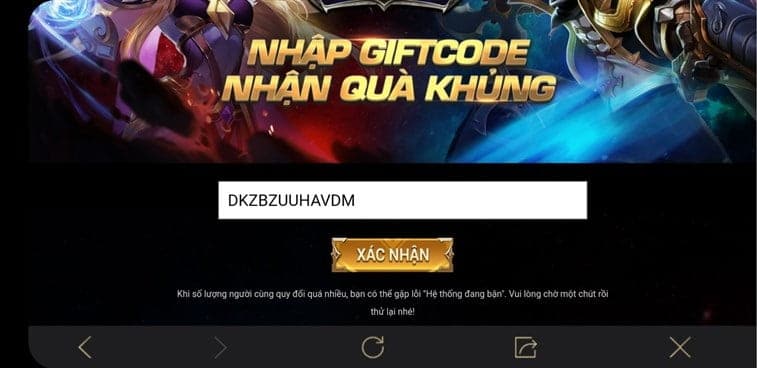 Nhap code va nhan xac nhan