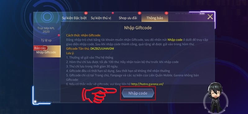 Nhap code