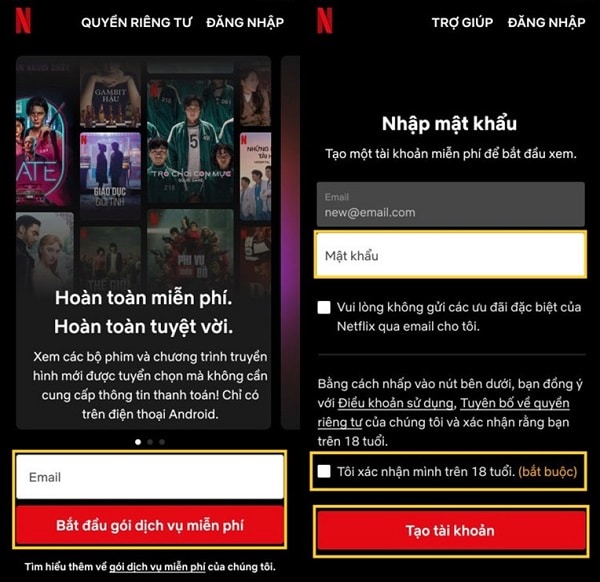 Cần sử dụng email, số điện thoại mà trước đây chưa đăng ký bao giờ