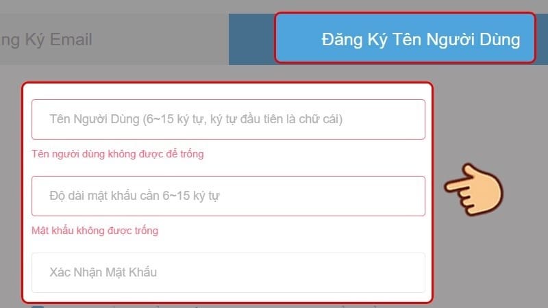 Đăng ký tên người dùng