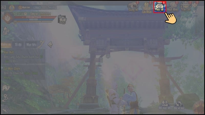 Chọn Phúc Lợi Tại giao diện game bạn chọn Phúc Lợi.