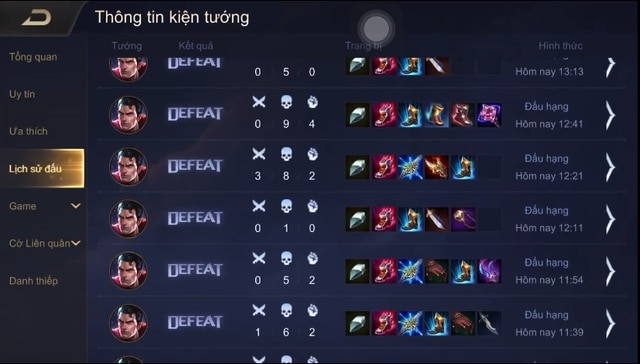 Hình game Liên Quân toàn thua