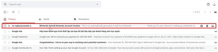 Kích chọn vào link mà hãng gửi