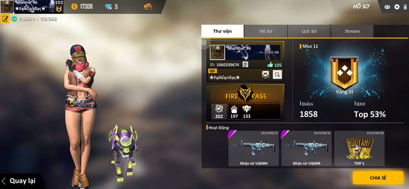 Ảnh ACC rank Vàng FF