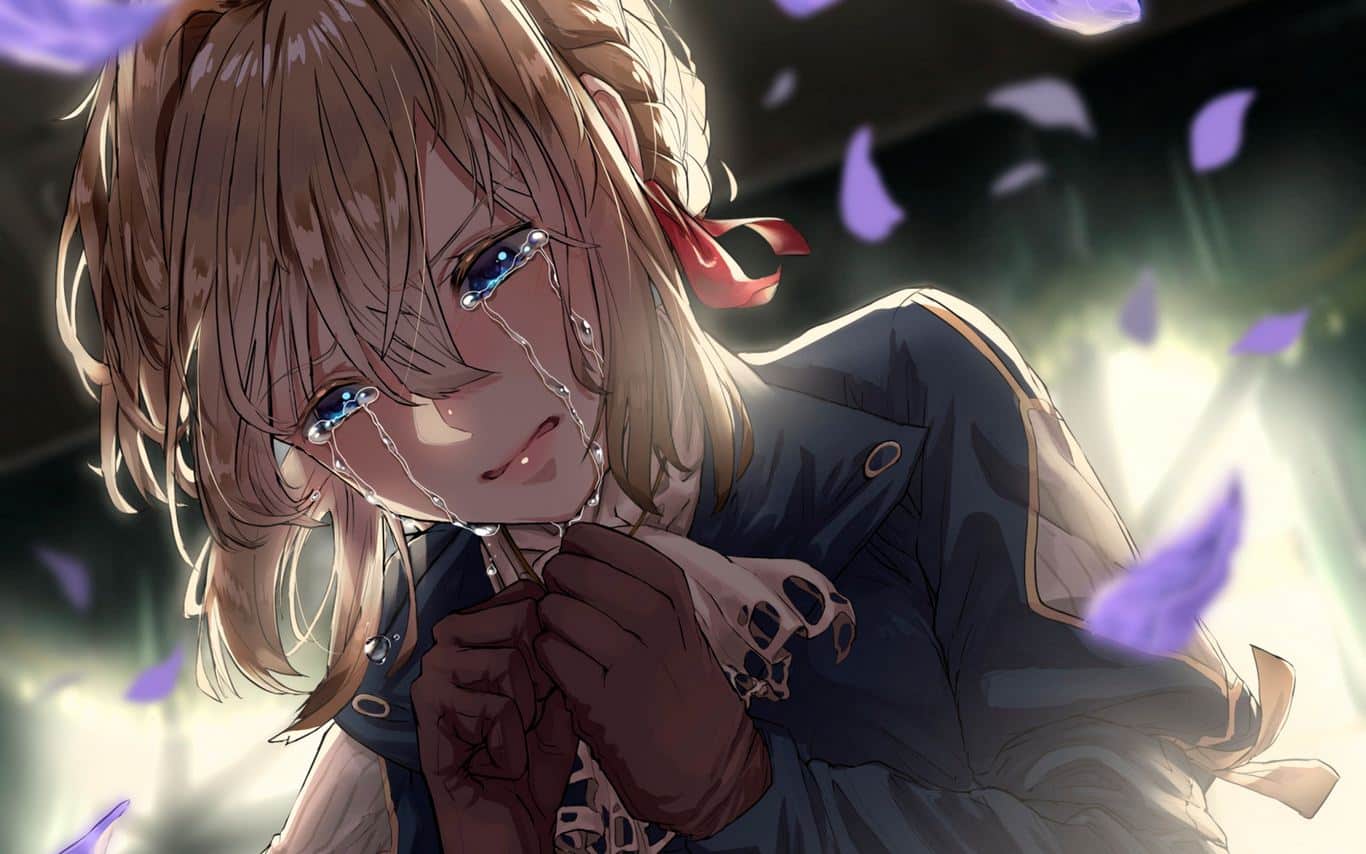 Hình Violet Evergarden buồn khóc