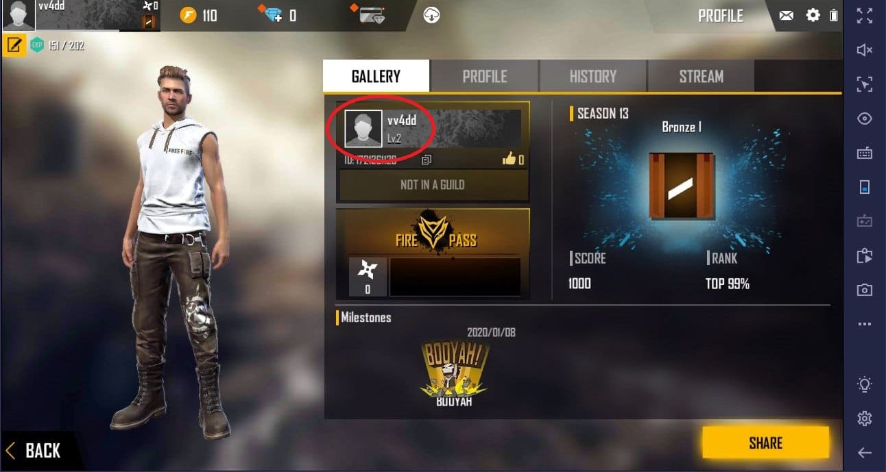 Hình ảnh ACC rank Đồng Free Fire