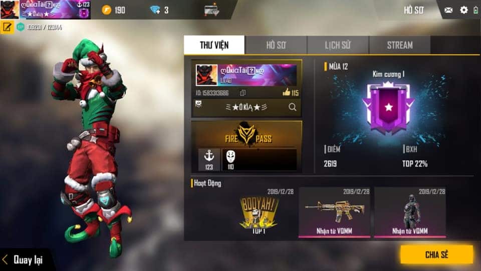 Hình ảnh ACC rank Kim Cương Free Fire