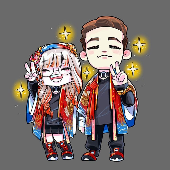 Hình anime FF cặp đôi chibi