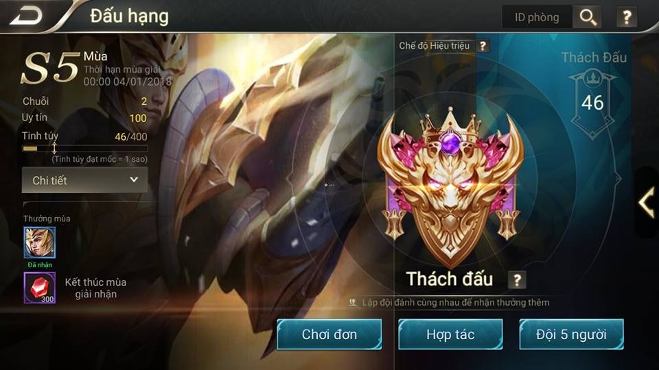 Hình bậc Thách Đấu trong game Liên Quân