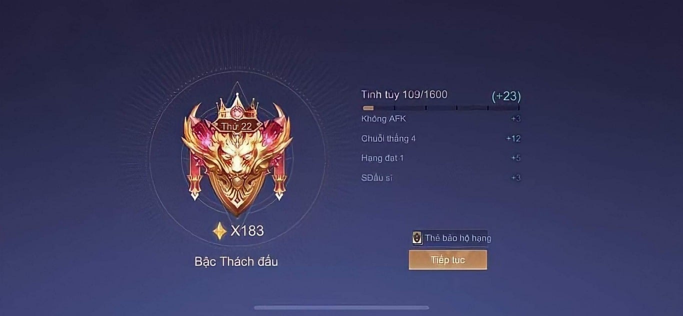 Hình lên rank Thách Đấu Liên Quân cực chất