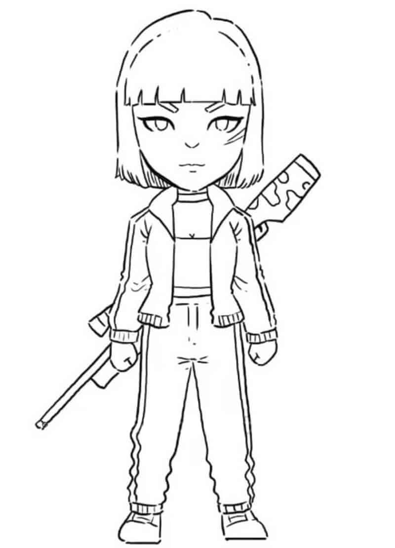 Hình vẽ nhân vật Free Fire chibi đơn giản