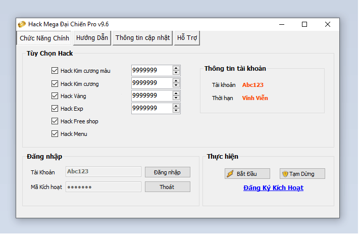 Hack Mega Đại Chiến Pro H9.6
