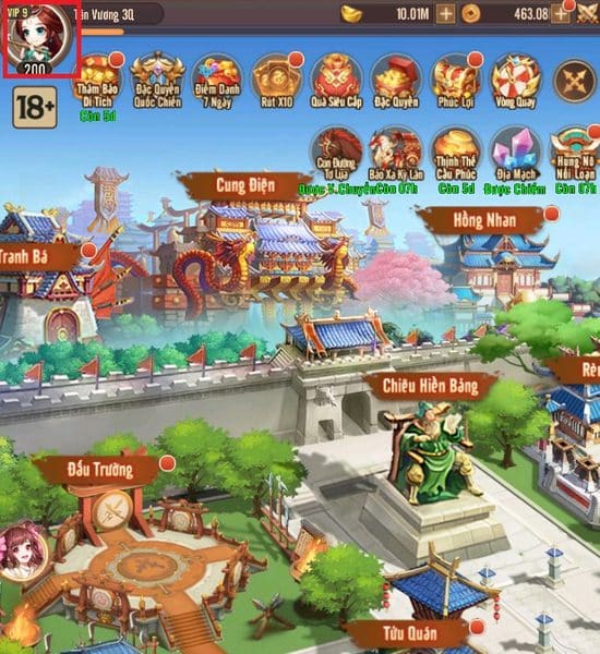 Click vào avatar nhân vật nằm ở góc trên bên trái của màn hình.