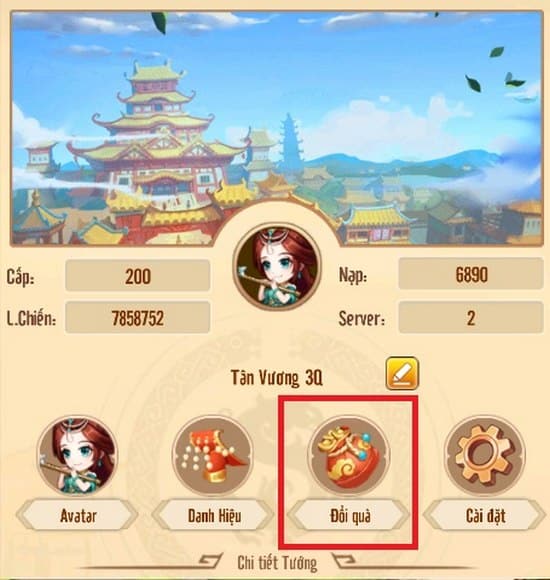 Tiếp tục click vào mục Đổi Quà.