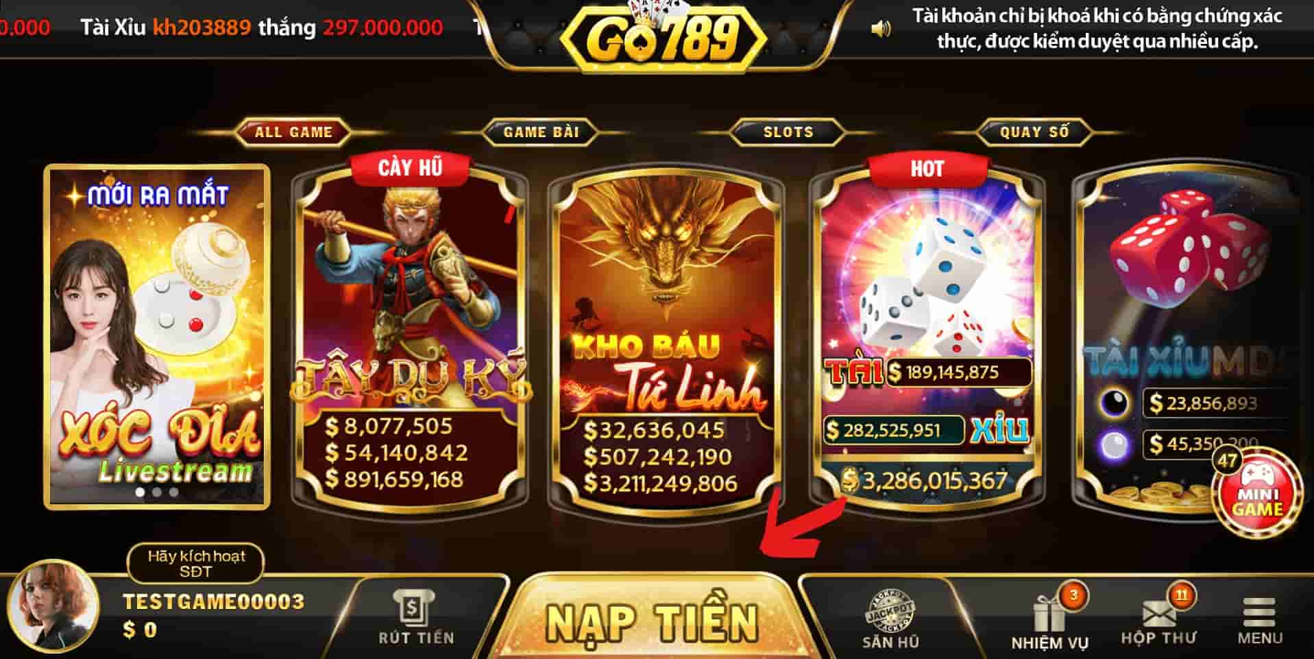 Cách nhập code GO789