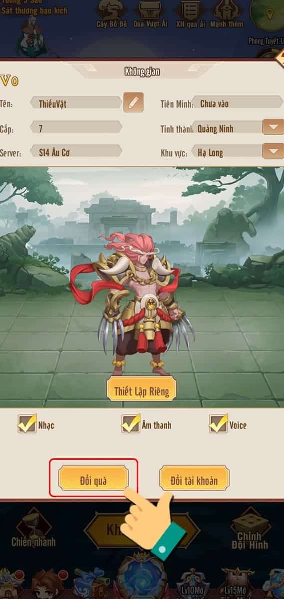 Chọn mục đổi quà