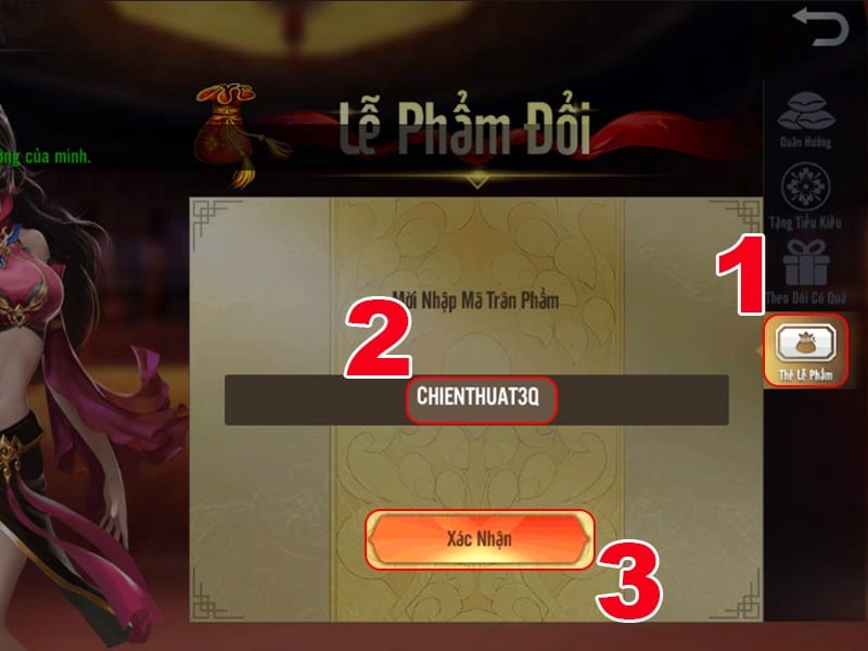 Hộp thoại xuất hiện, nhấn chọn vào Thẻ lễ vật.