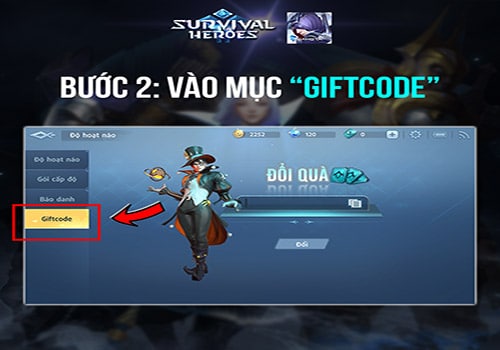 Nhấn chọn vào Giftcode.