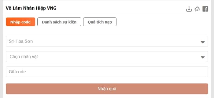 Nhập thông tin sever và nhân vật mà bạn muốn nhập giftcode.