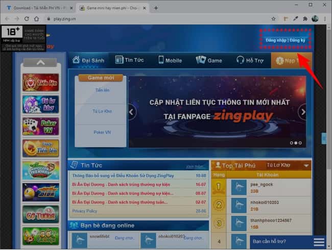 Tích chọn mục đăng ký
