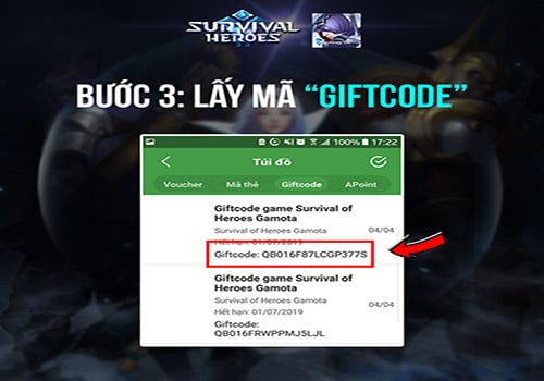 Tiến hành lấy mã Giftcode.