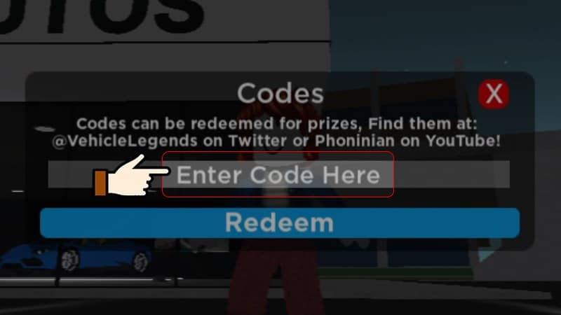 Tiến hành nhập mã code vào ô trống Enter Code Here.