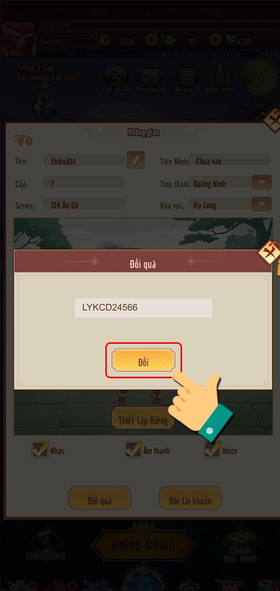 Tiếp tục nhấn đổi
