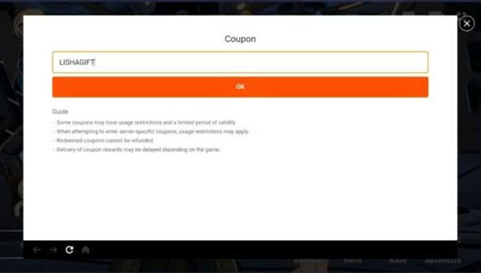 Nhập chính xác mã code và nhấn OK.