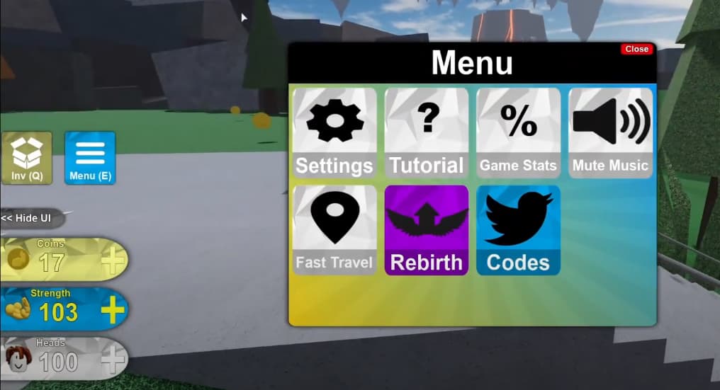 Tìm nút Menu và nhấn vào Codes.
