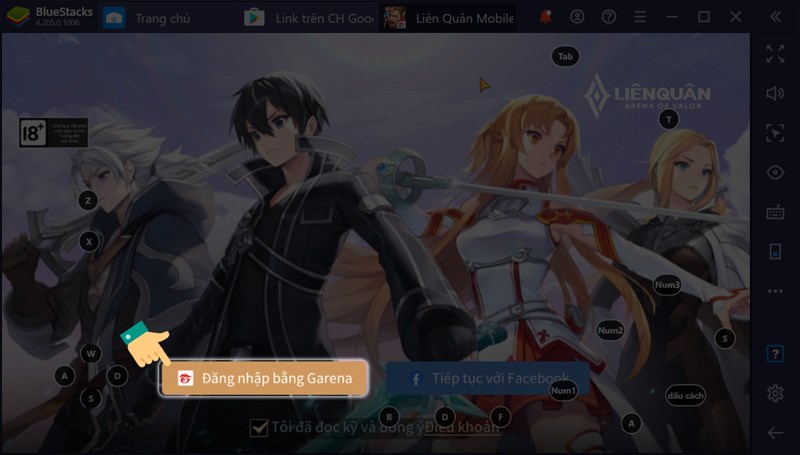 Chọn đăng nhập bằng garena