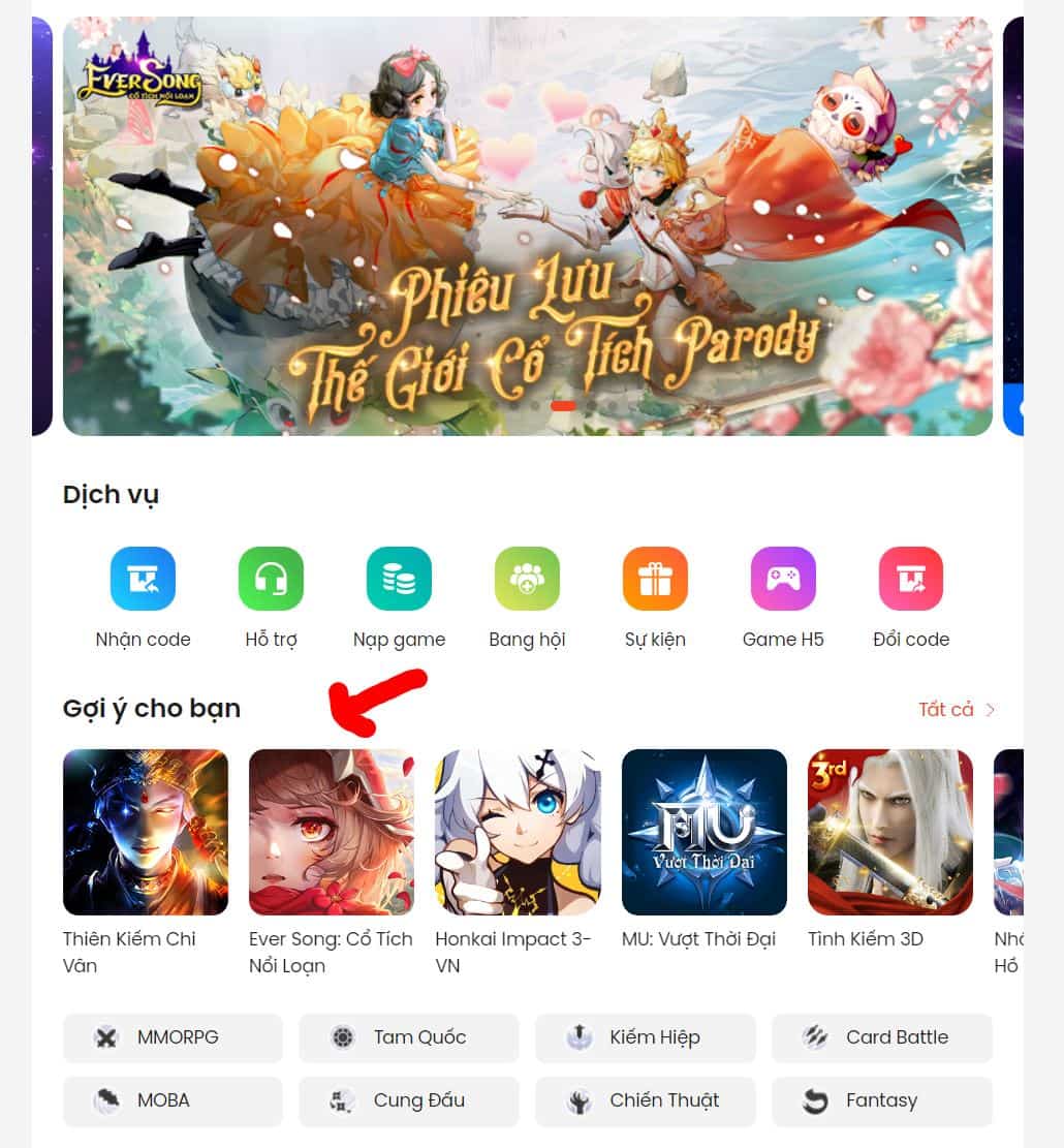 Chọn game Ever Song.