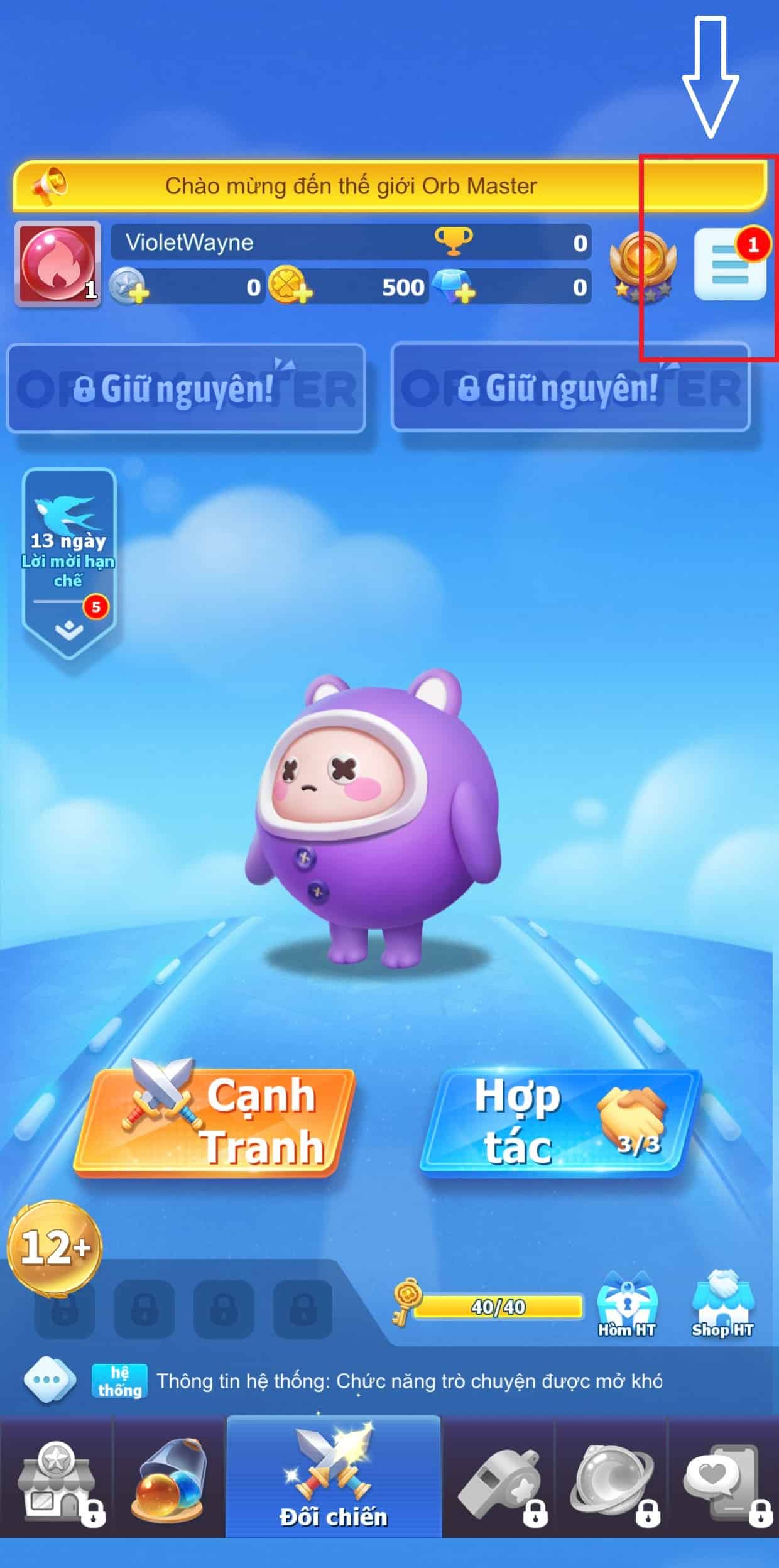 Nhấn chọn mục dấu 3 gạch