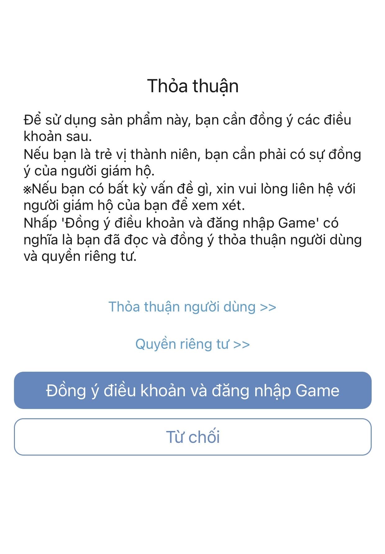 Nhấn đồng ý điều khoản và đăng nhập