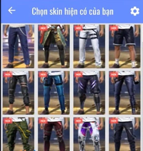 Chọn Skin hiện có của bạn