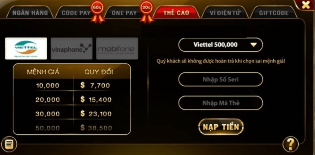 Gửi đến bạn hình nạp tài xỉu mới nhất