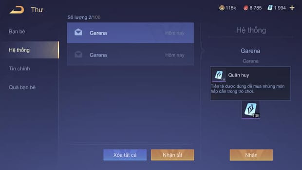 Hình ACC có nhiều quân huy Liên Quân đặc sắc