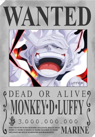 Hinh Truy Na Luffy Gear 5 Trang Den