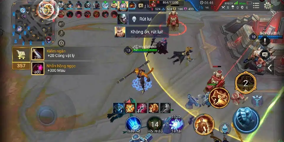 Hình chơi game Liên Quân trong trận hấp dẫn nhất