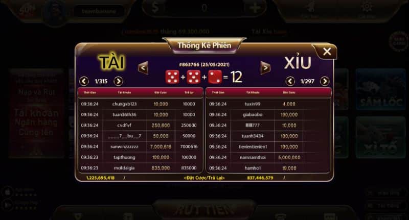 Hình chơi tài xỉu Go88 thắng