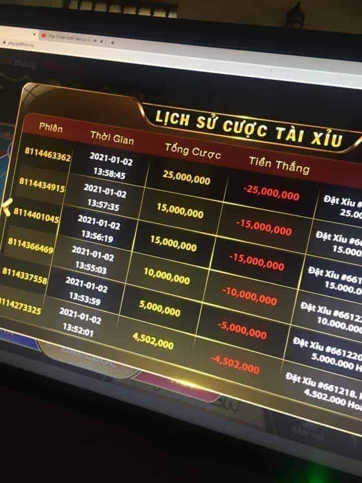 Hình thua tài xỉu Go88 nặng