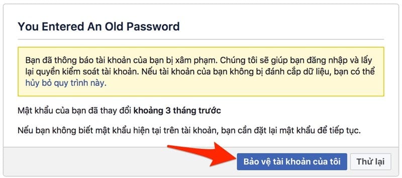 Nhấn Bảo vệ tài khoản của tôi
