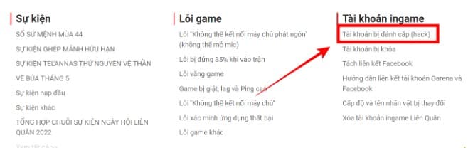 Nhấn vào Tài khoản bị đánh cắp