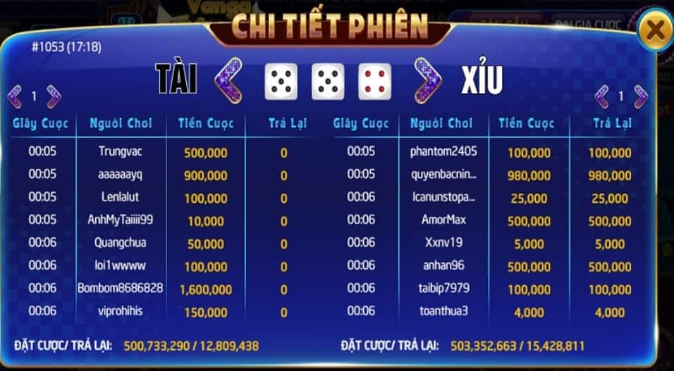 hình lịch sử thua tài xỉu mới nhất