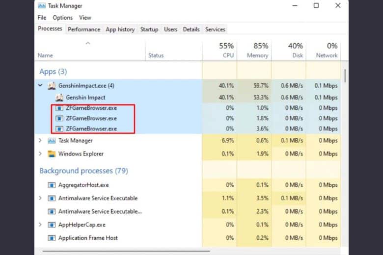 Cách Chơi Genshin Impact Cho Máy Yếu: Tắt zfgamebrowser theo cách thủ công