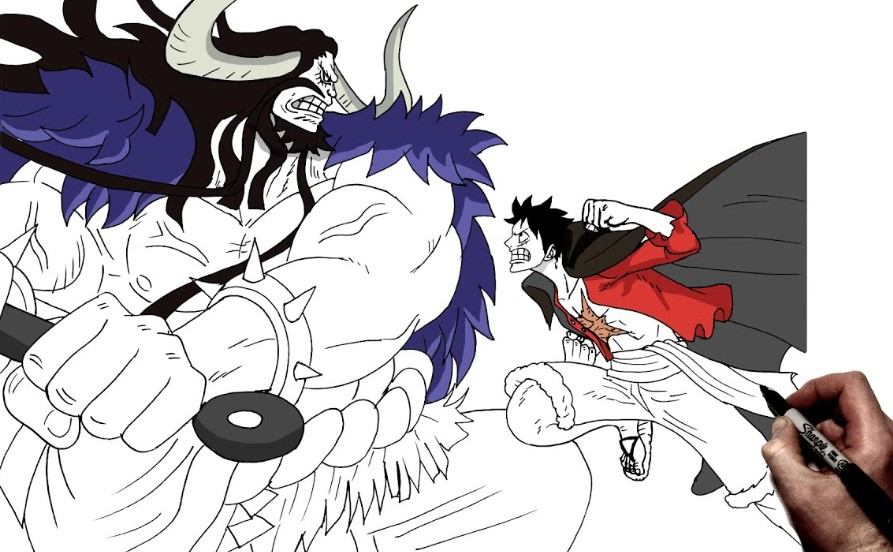 Tranh Họa Luffy Đánh Kaido