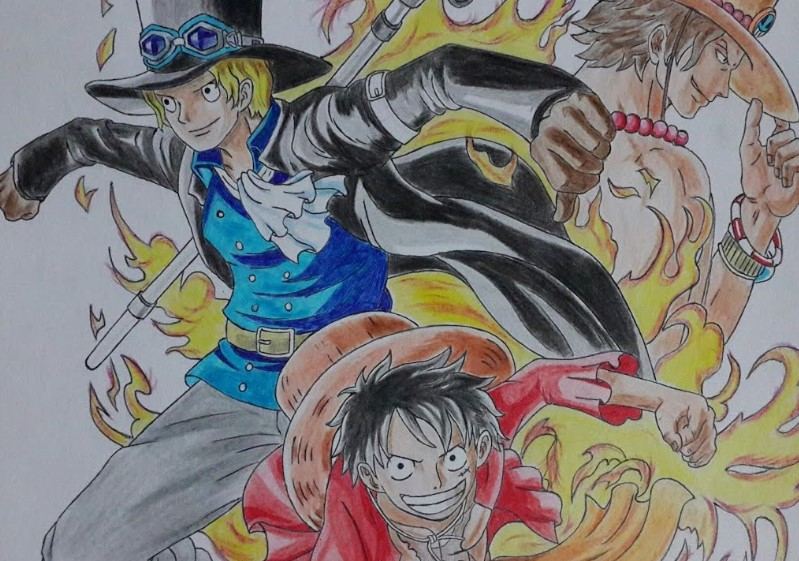Vẽ bộ ba Ace Sabo Luffy