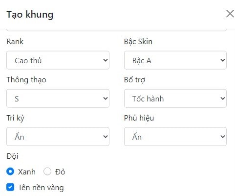 Bấm chọn đội Xanh hoặc Đỏ
