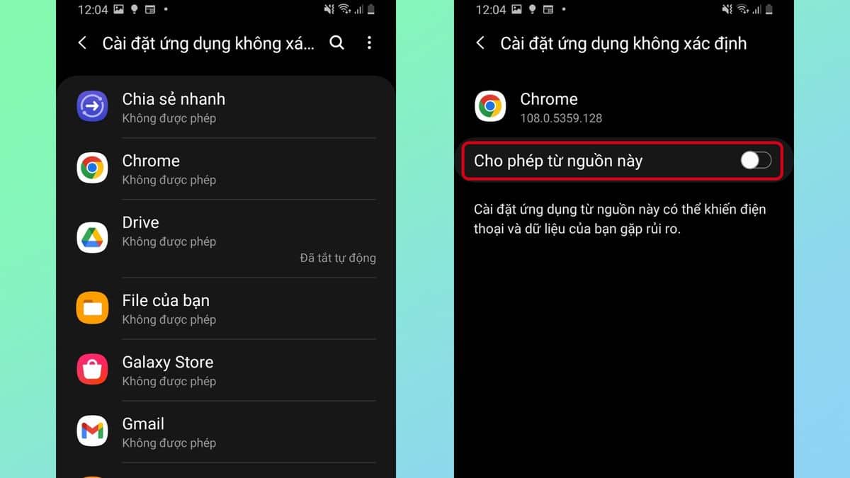 Cấp quyền cho Chrome