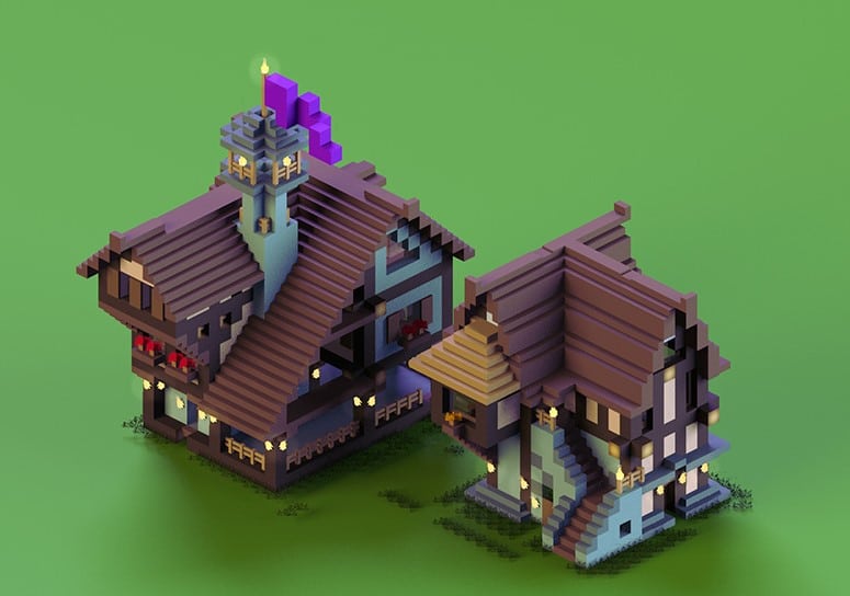 Hình ảnh nhà trung cổ Minecraft cực kỳ độc đáo